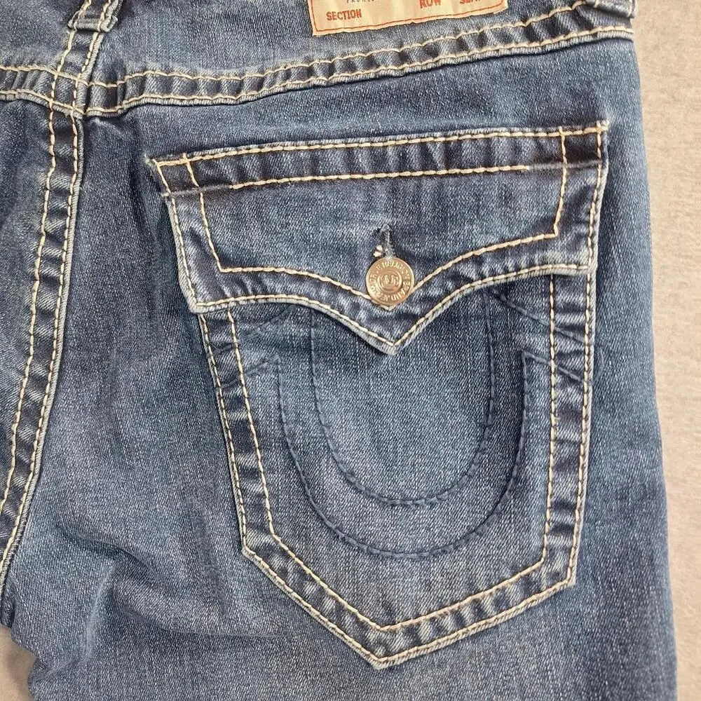 True Religion Rocco Big T Relaxed Skinny Jeans Y2K Dark Wash 33